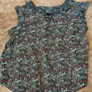 Lucky Brand Floral Top - Green and Red